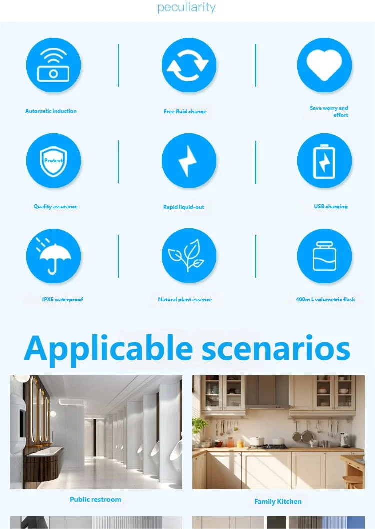 Dispensador de jabón automático Homefish, dispensador de espuma de jabón de manos de pared inteligente para lavavajillas de pequeña y gran capacidad