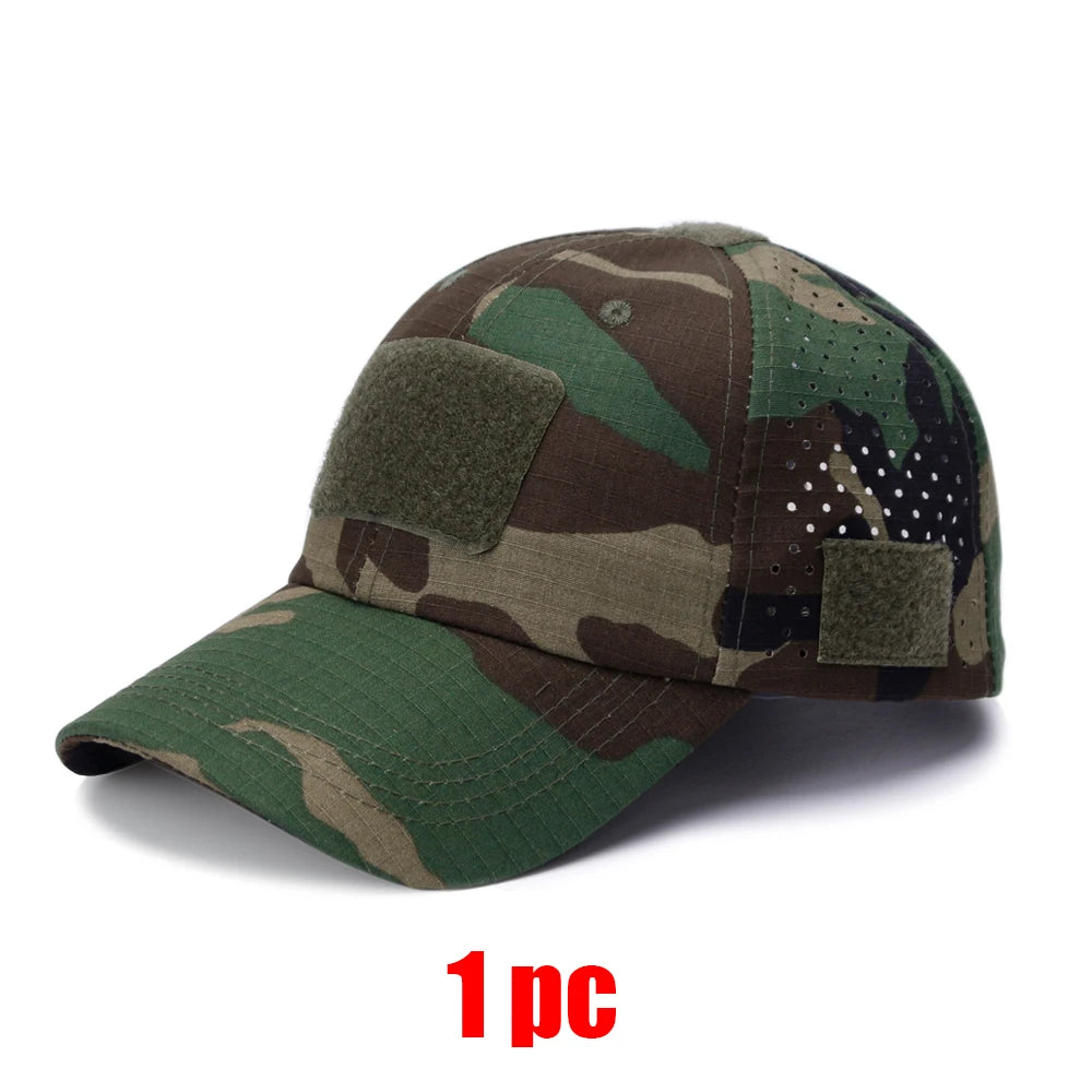 1/2Pcs New Men Camouflage Baseball Cap Breathable Sunscreen Hat Outdoor Sports Hunting Hiking Camping Beach Fishing Sun Hat