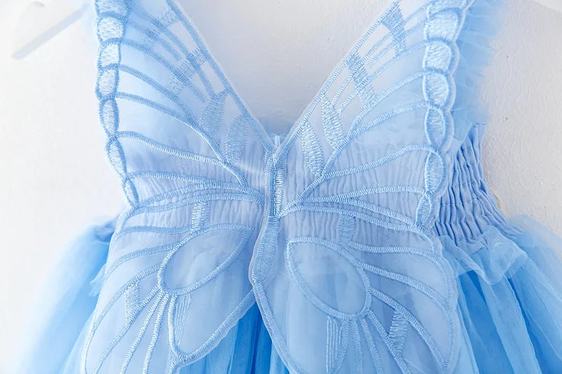 Baby Girls Tutu Gauze Butterfly Children's Dress Mesh Suspender Dress 3D Wing Fairy Lovely Baby Princess Dress Birthday Vestidos
