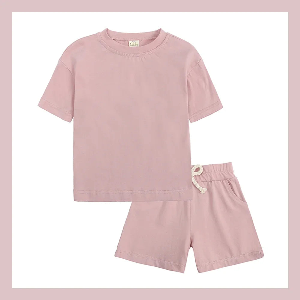 Kids Tales Unisex Toddler Summer Clothing Set - Cotton T-Shirt & Shorts