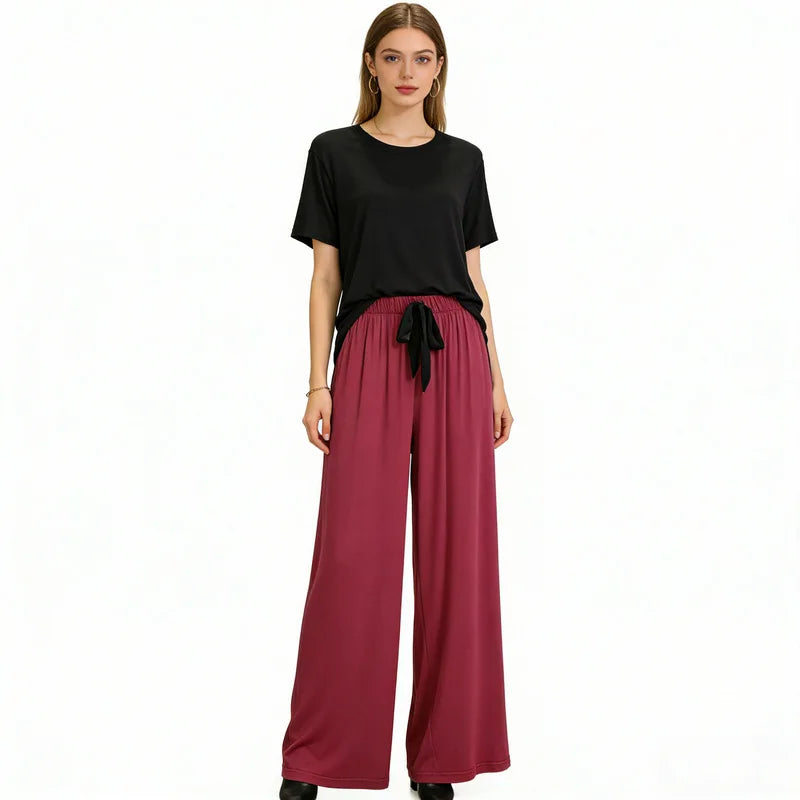 DIDUQIPAO Women's Modal Pajama Set - Short Sleeve Shirt & Pants