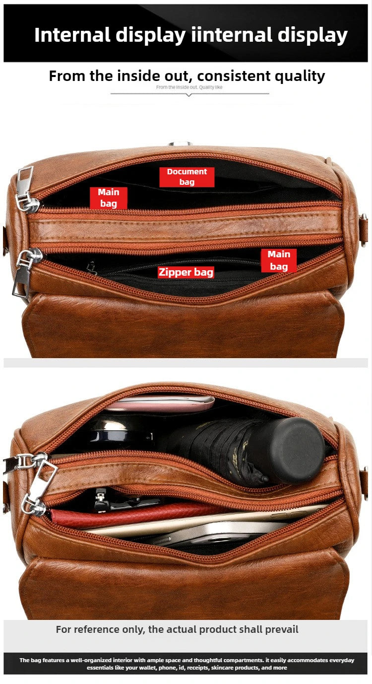 Retro Oil Wax Leather Crossbody Bag,with Textured and Vintage Feel,Simple and Elegant Flap Design,and Adjustable Shoulder Strap