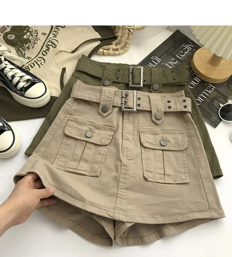2026 Summer Safari Style Women Denim Pantskirt High-waist Short Slim A-line Jean Skirts Lady Anti-expose Lining Wide-leg Shorts