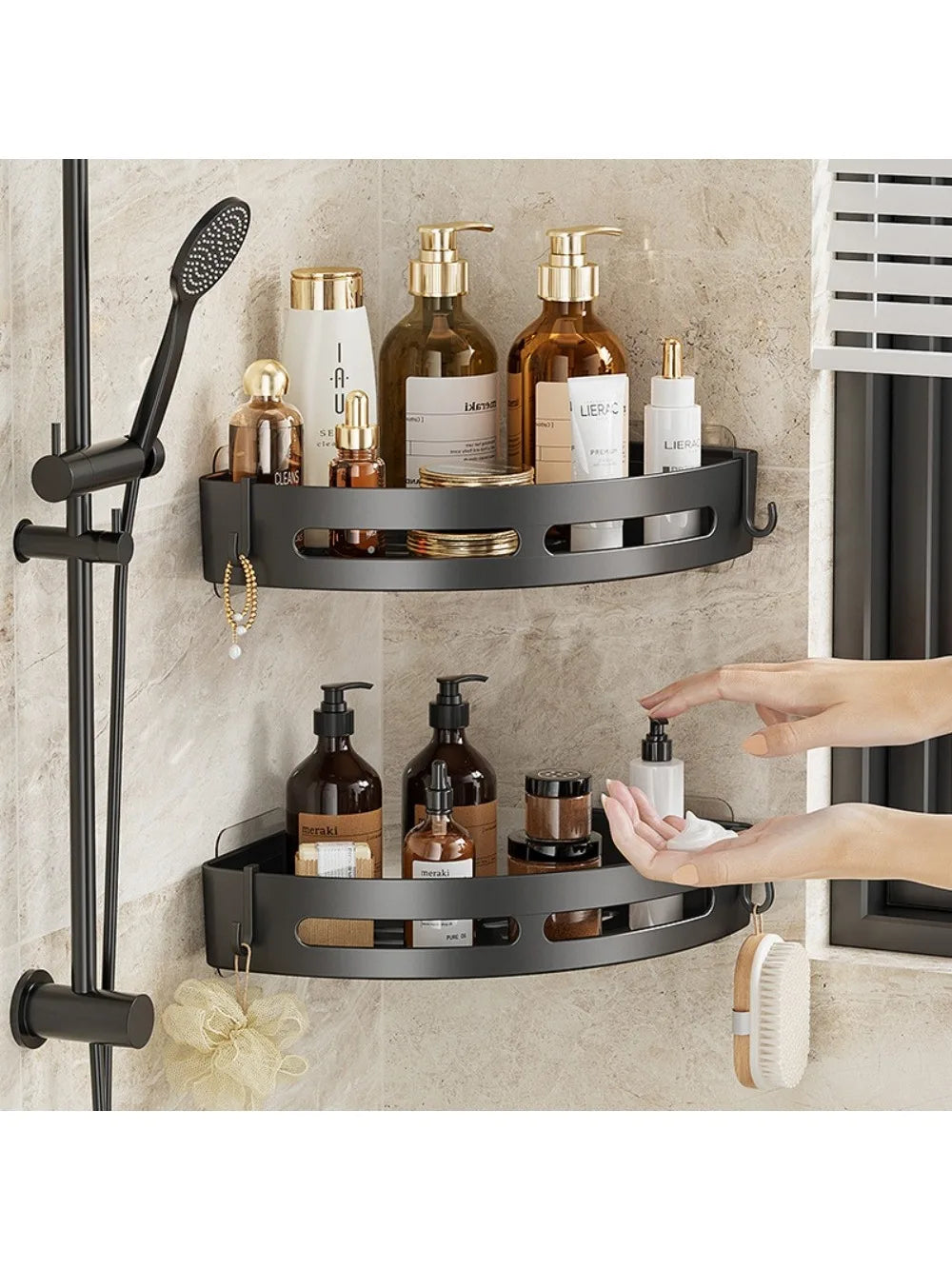 3/2/1 PCS Adhensive Bathroom Shampoo Holder Shower Caddy Shelves Storage No Drill Shelf Corner Towel Holder Shelves For Bathroom