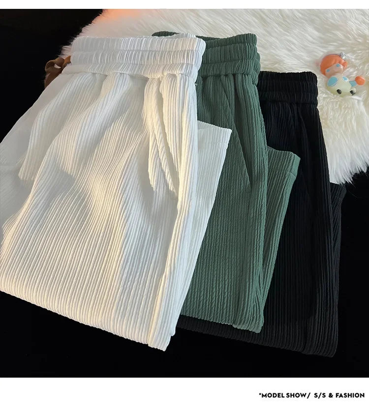 Ice Silk Casual Shorts Unisex Thin American Style Quick Dry Loose Large Size Beach Five-Quarter Pants Summer Lightweight Comfort