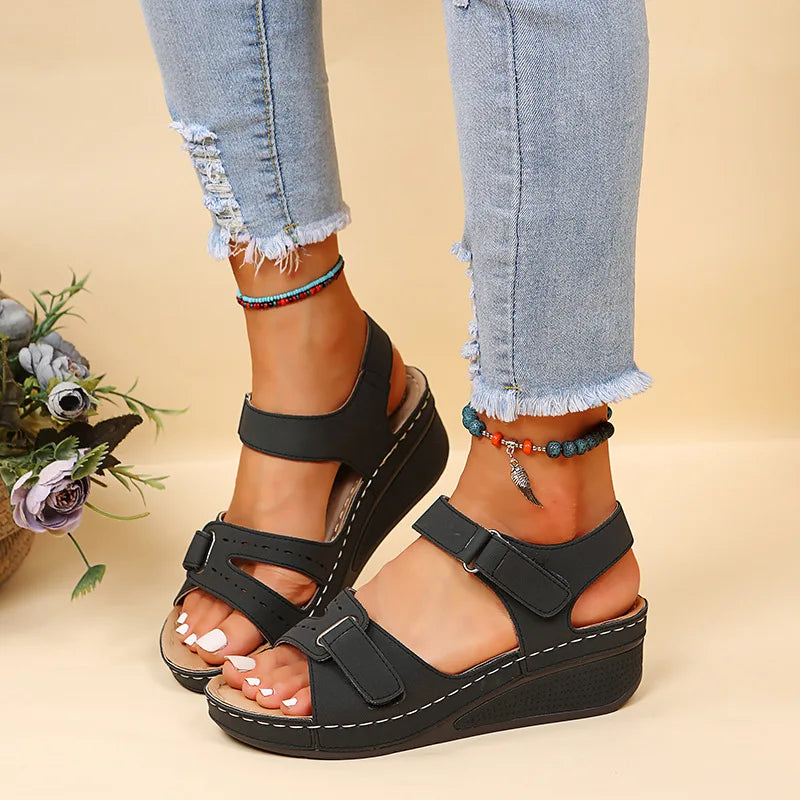 Women's Wedge Platform Sandals - Open Toe Casual Beach Shoes