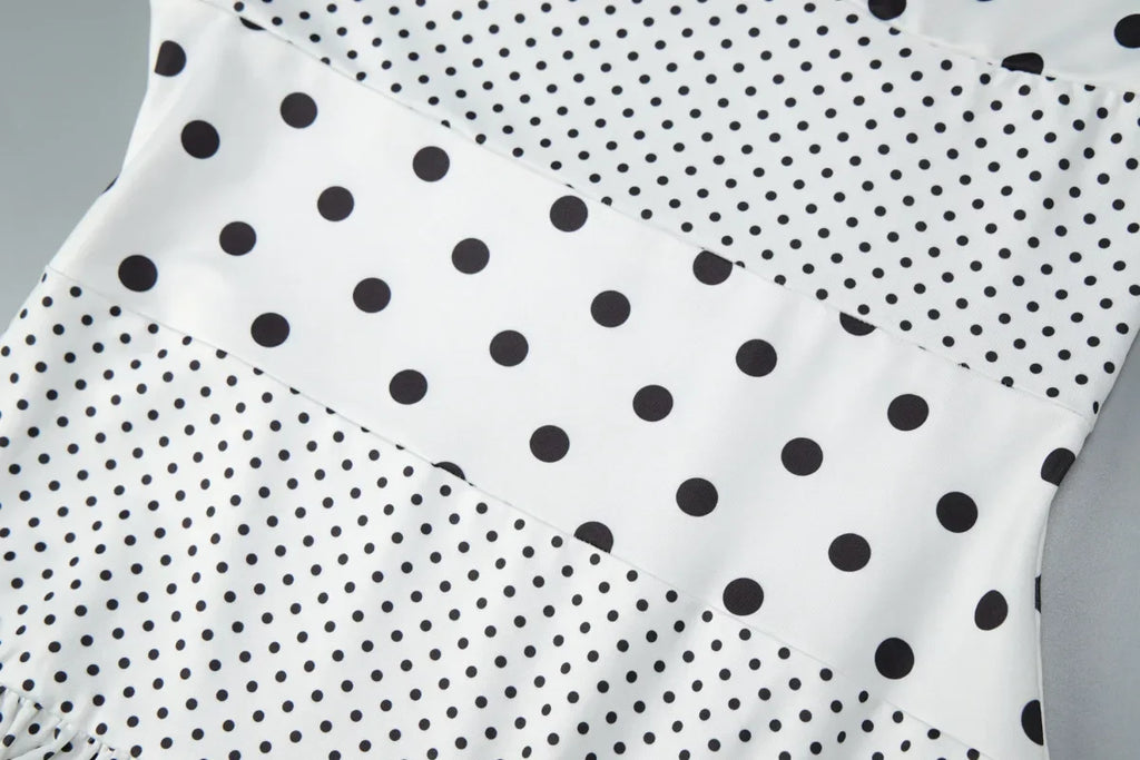 2026 Summer New Collection Womens Sexy Neck Hanging Polka Dots Retro Pleated Temperament Polka Dot Dress