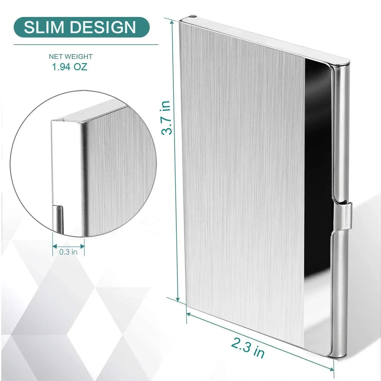 Premium Ultra thin Stainless Steel Business Card Holder - Silver Metal Pocket Case for Men and Women Simple Design Wallet