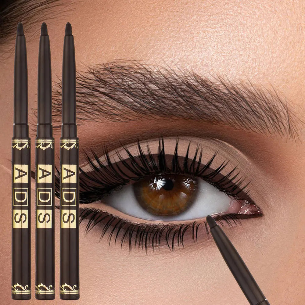 3Pcs Black Eyeliner Pencils -Waterproof, Sweatproof & Smudge-Proofwith Easy Twist Application For Flawless Eye Makeup