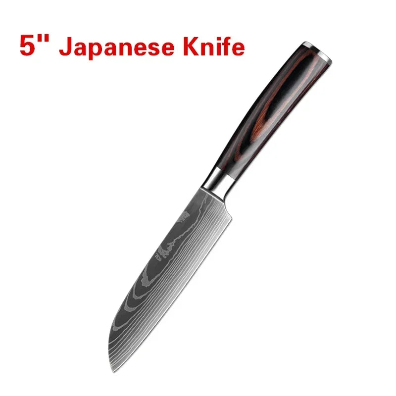 Cuchillos de cocina Cuchillo de carnicero para carne, fruta, pescado Cuchillo para deshuesar de acero inoxidable Cuchillo de carnicero de Damasco con láser Herramienta de chef