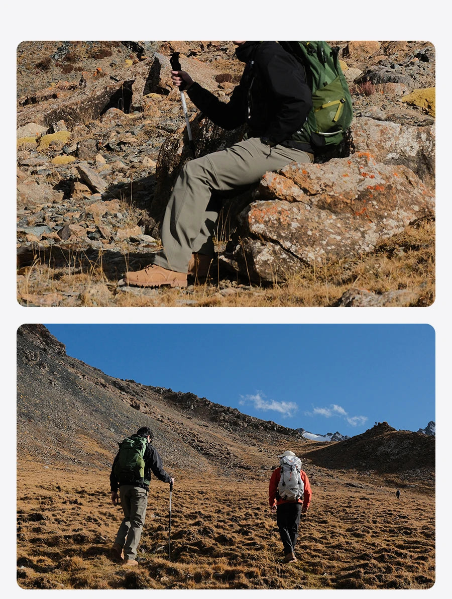 SIMWOOD 2026 Spring New Loose Straight Water Repellent Softshell Pants Men Elastic Hiking Trouser
