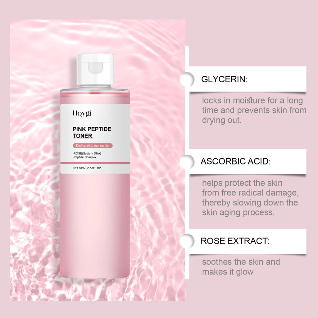 Rose Essence Toner Glowing Skin Soothing Moisturizing Refreshing Conditioning Nourishing Brightening Facial Pink Peptide Toner