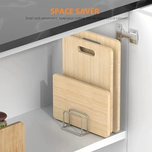 1 soporte de acero inoxidable para tapas de ollas y tablas de cortar, combinado, que ahorra espacio - Estante de encimera resistente, organizador de cocina