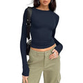 Women Long Sleeve T Shirt Solid Fashion Slim Fit Casual Shirts Female Crew Neck Basic Tee Clothes Streetwear Crop Tops