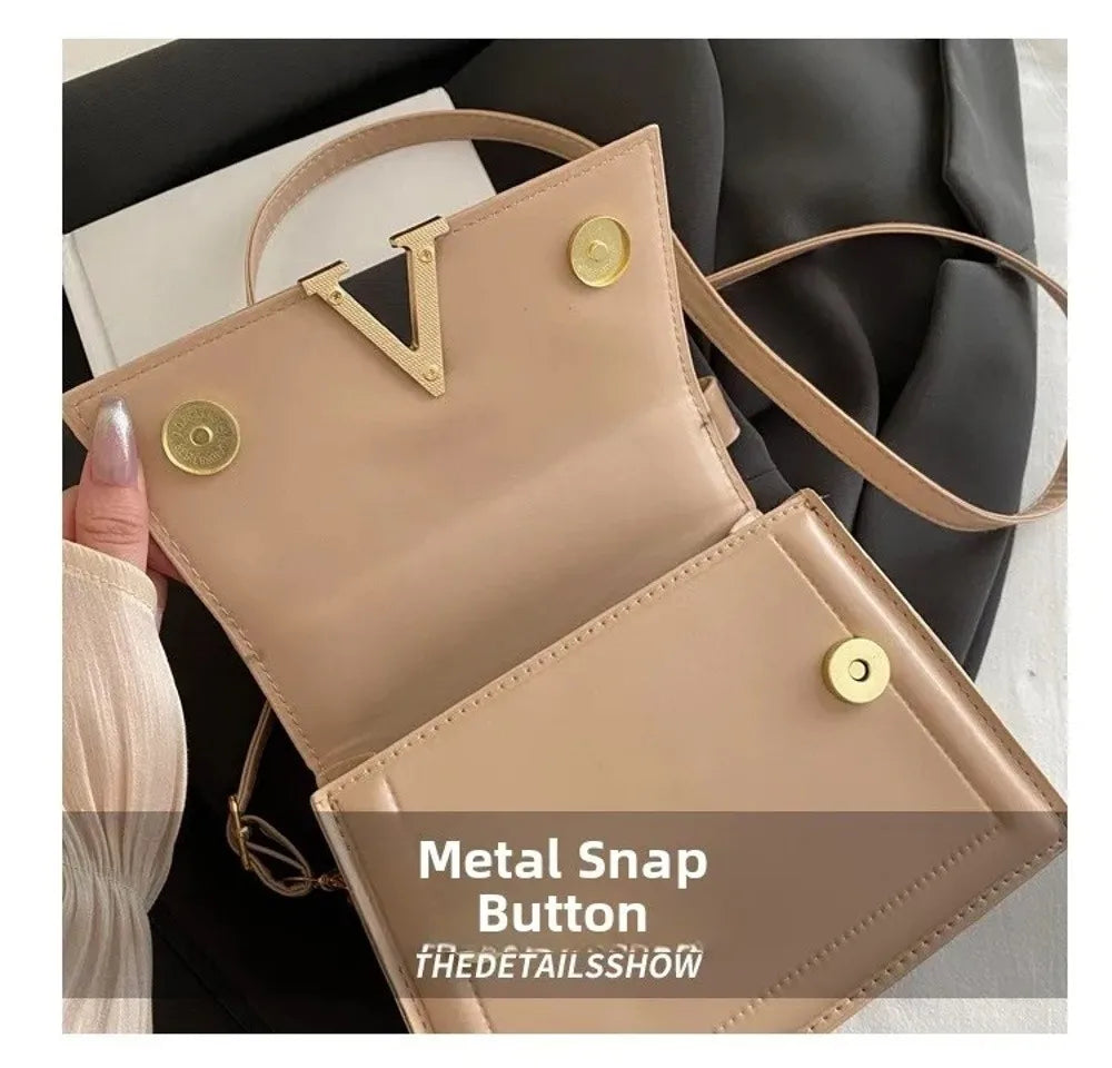 Casual Retro Shoulder Bag Candy Color Large Capacity Crossbody Bag PU Material Street Trend Ladies Handbag