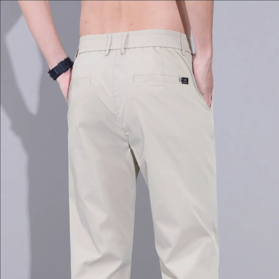 Spring Summer Thin Mens Pants Straight Business Casual Pants Ice Silk Quick Dry Breathable Korean Trousers Fashion Men Clothing