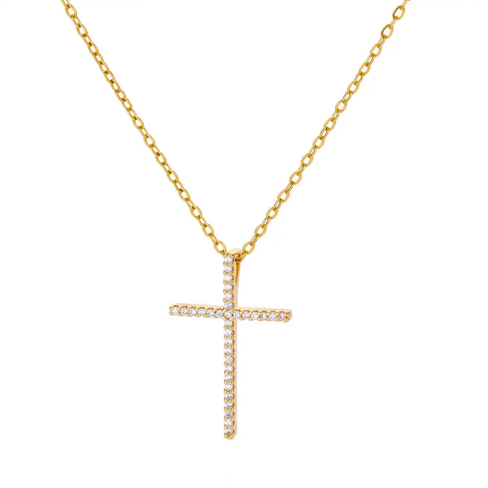 Stainless Steel Jesus Cross Necklace For Women'S Men Gold Color Caravaca Angels Crucifix Charm Choker Rapper Jewelry Hip Hop
