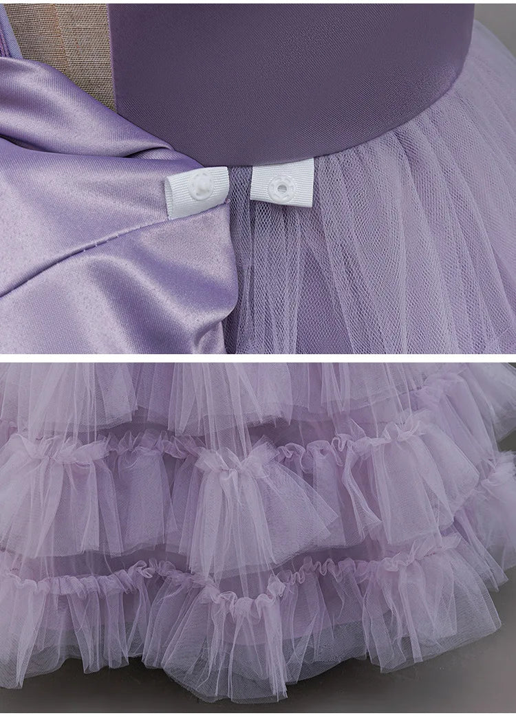 HETISO Fluffy Tulle Layering Girls Prom Dresses Lace Long Luxurious Evening Wedding Party Ball Gown 3-12 Years