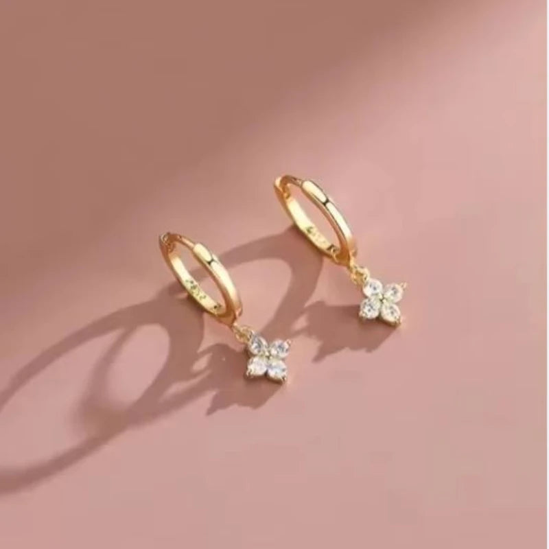 High Quality Crystal Four Leaf Flower Bracelet For Women'S Clasic Trendy Gold Color Stainless Steel Zircon Bangle Jewelry
