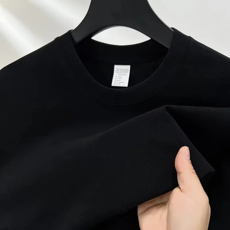 2026 Summer High-End Brand Men Round Neck Short Sleeve T-Shirt, 100% Pure Cotton Fashion Breathable Casual Tops