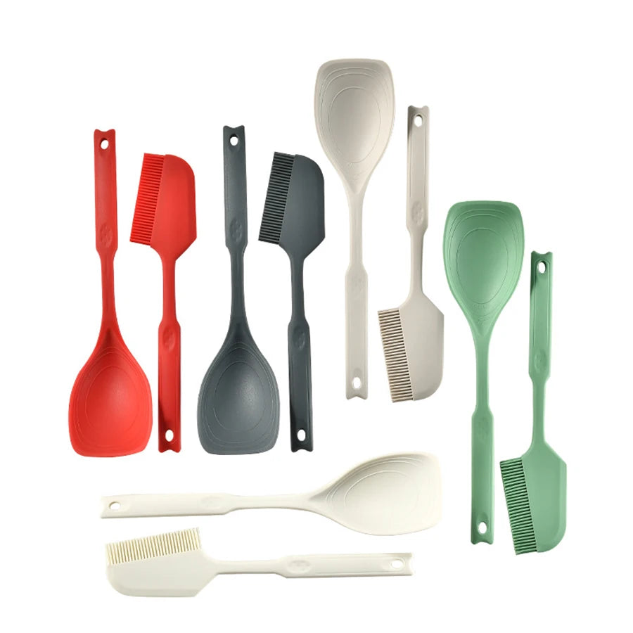 Silicone Kitchen Mixing Spoon - Non-Slip Grip Scraper Utensil
