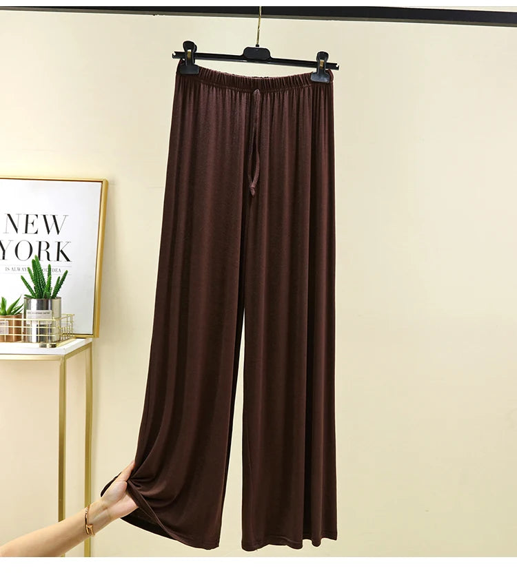 Women's Modal Wide-Leg High-Waisted Lounge Pants - Casual Summer
