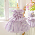 HETISO Summer Flower Party Girls Dresses Purple Kids Birthday Pageant Princess Gown Child Wedding Bridesmaid Prom Costume