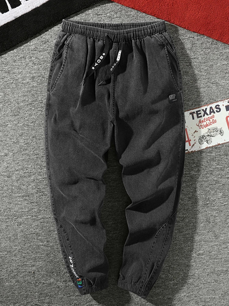 Plus Size Mens Jogger Jeans 6XL 7XL 8XL Stretch Cotton Cargo Pockets Tapered Streetwear Denim