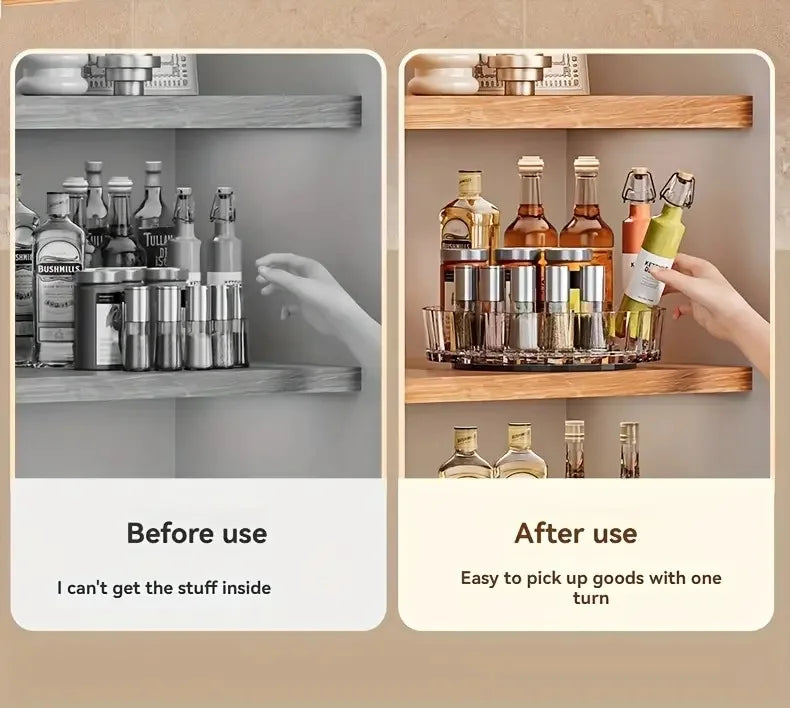 360° Rotating Spice Rack Organizer - 21x4cm Countertop Storage Box
