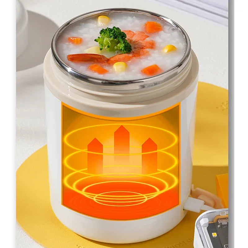 Fiambrera Eléctrica Calefactable USB de 600ML, Portátil para Picnic, Calentador de Leche y Alimentos, Contenedor Calentador de Alimentos de Acero Inoxidable 5V 12V 24V