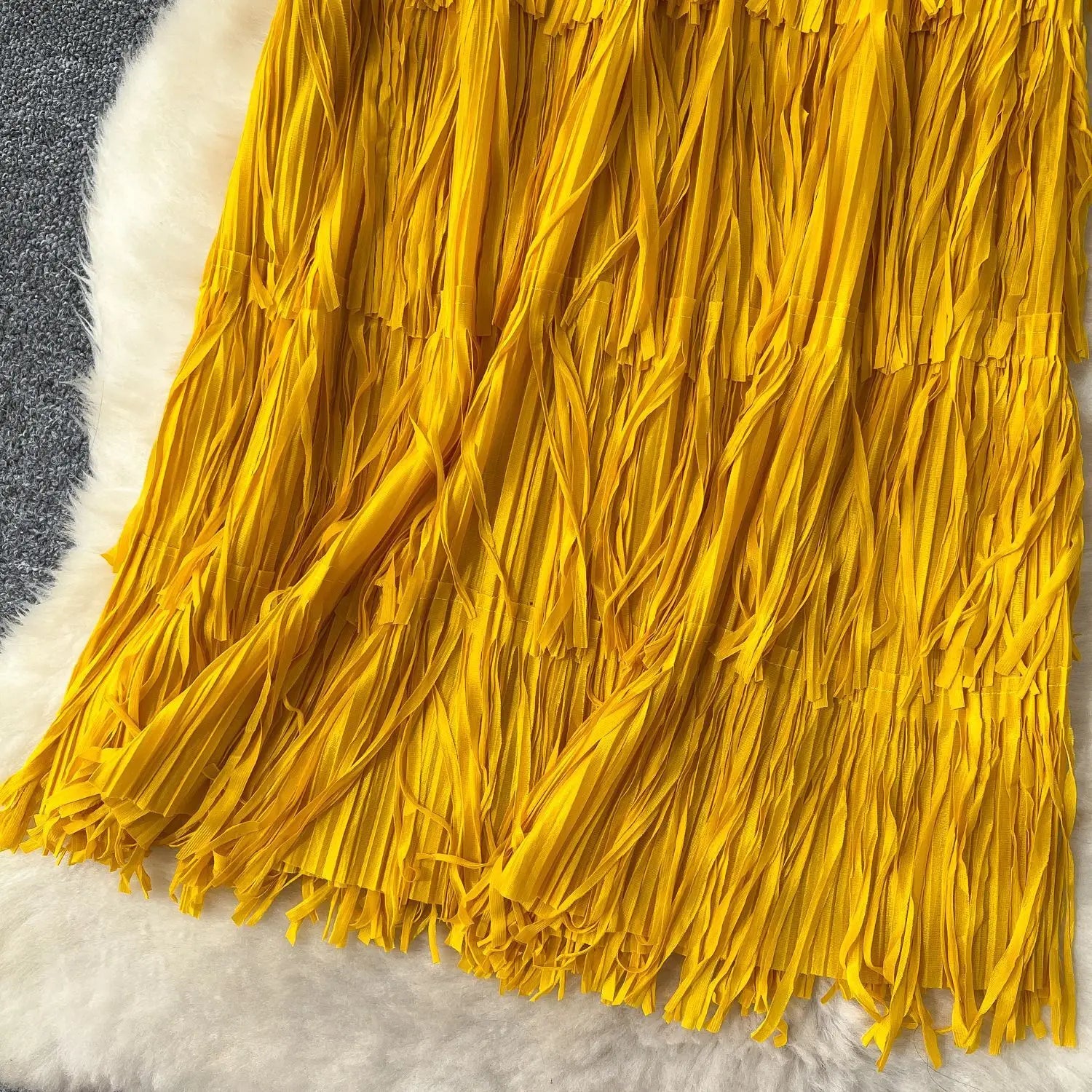 New In 2026 Spring Summer Tassel Midi Long Skirt For Women Trendy High Waist Streetwear Casual Skirts