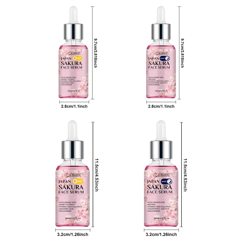 JUINHOU 2PCS Sakura Niacinamide Retinol Day&Night Surem Hydrating Moisturizing for Sensitive Skin Anti-Dryness Skin Gentle Formu