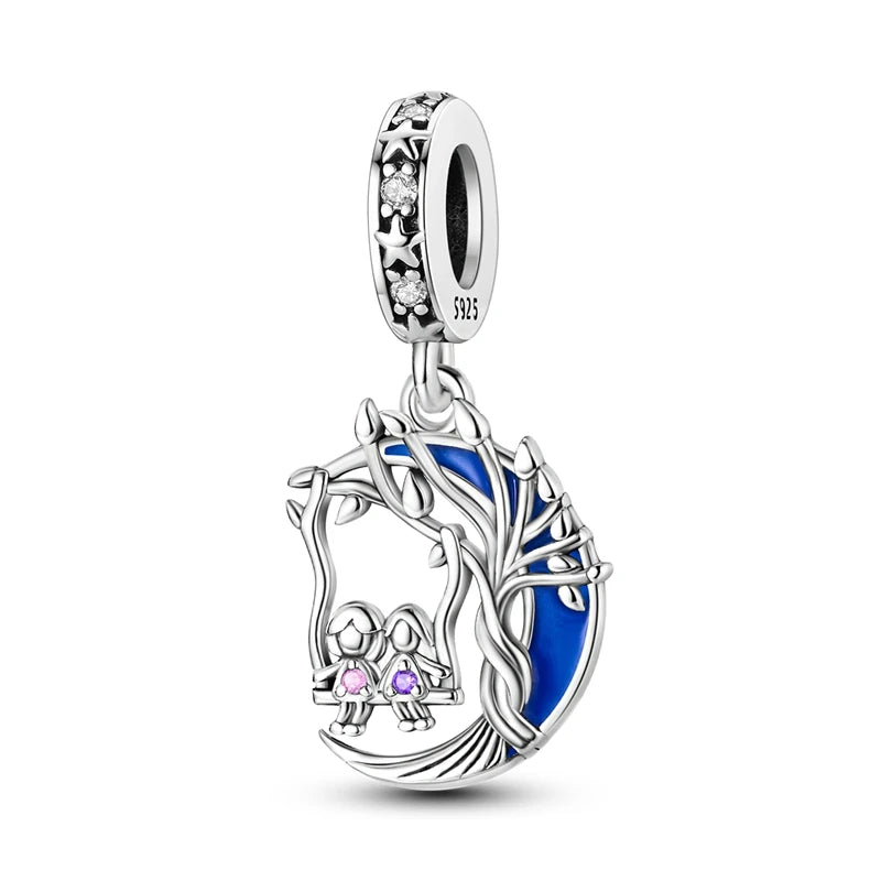 925 Sterling Silver Heart Charm Bead With Zircon Accent, GDTC Certified Fine Jewelry Gift For DIY Bracelet Makers