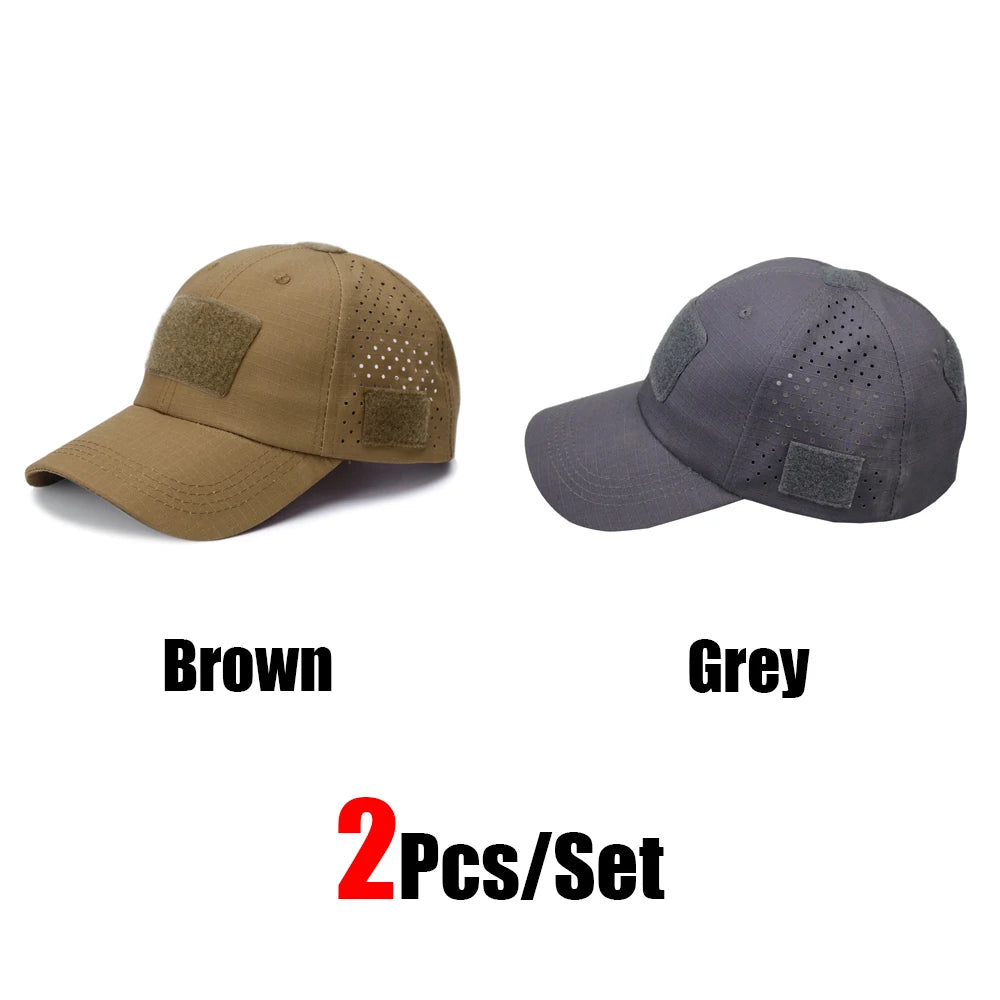 1/2Pcs New Men Camouflage Baseball Cap Breathable Sunscreen Hat Outdoor Sports Hunting Hiking Camping Beach Fishing Sun Hat