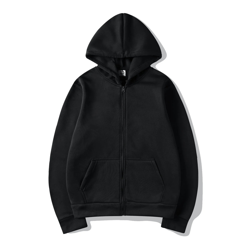 2026 Trendy Fashion Sportswear Coat Front Pocket Warm Zipper Jacket Men's and Women's Autumn/Winter Solid Color Open Hoodie