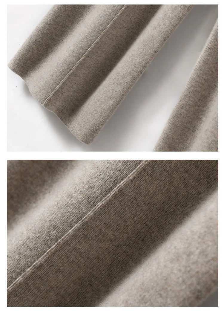 Women's Solid Color Wool Knitted Wide Leg Pants Autumn Winter Basic Soft Warm Cashmere Knit Trousers Casual Simple Style Korean