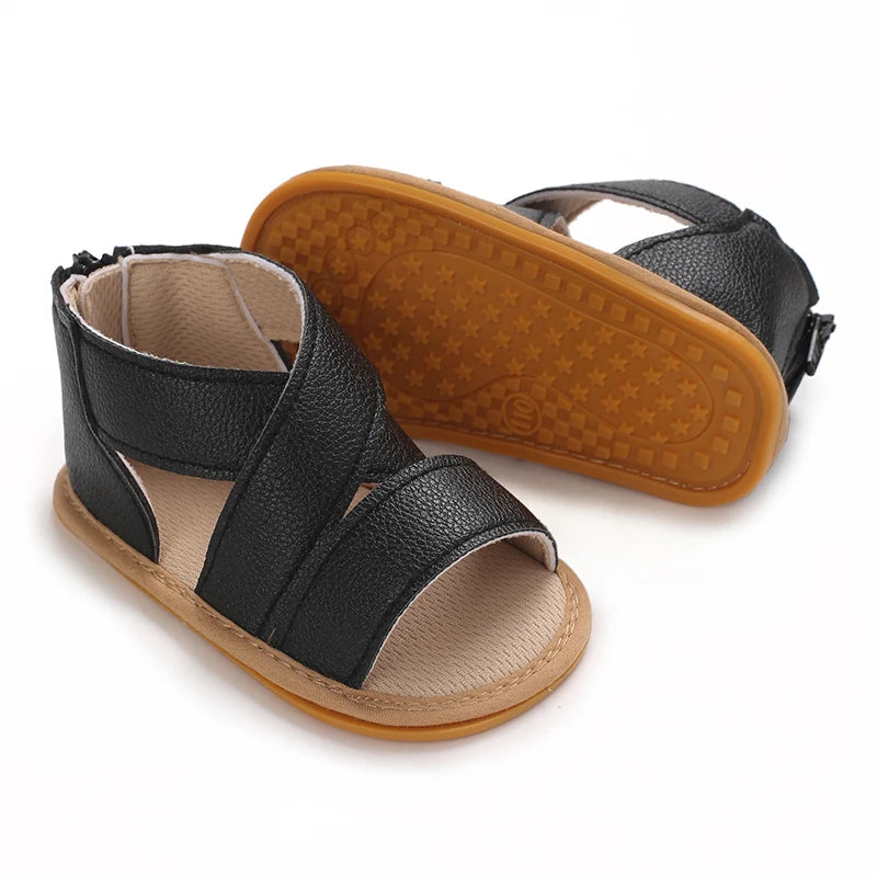 Baby Learning Walk Shoes,Back Zipper Summer Infant Sandals Soft Daily Wear Footwear for Newborn Baby Girls 0-1 Year