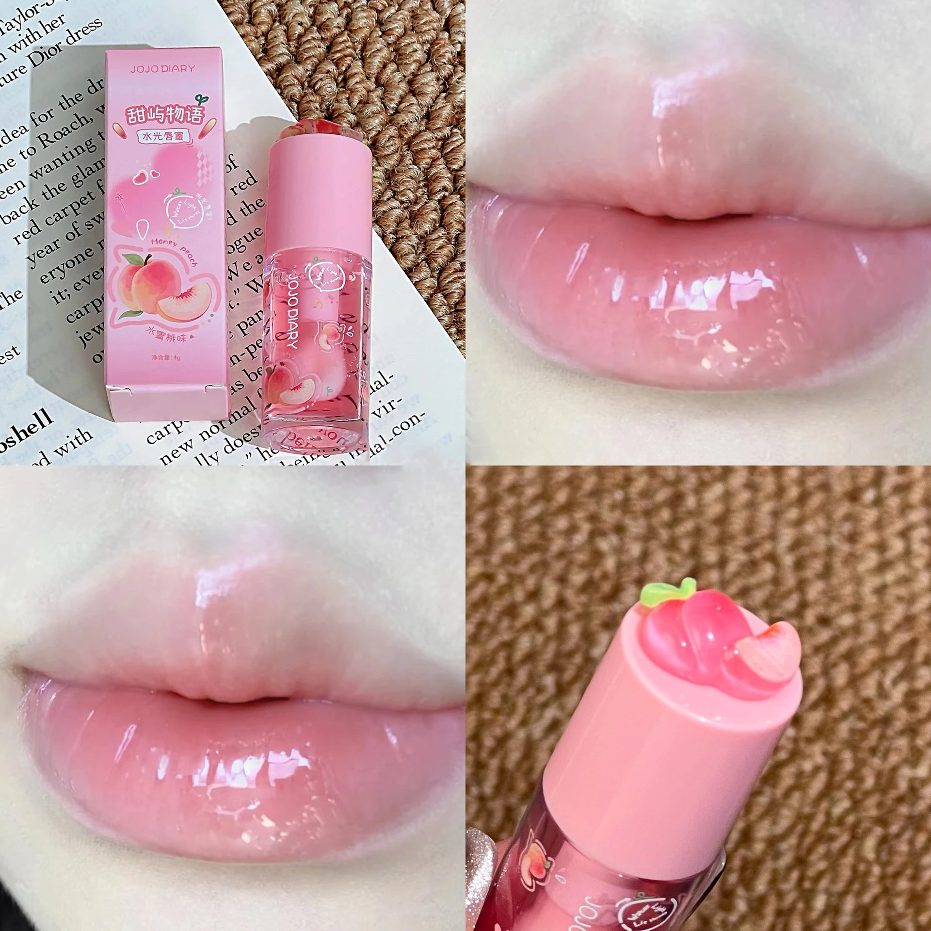 Guava Peach Lip Oil Plump Moisturizing Non-sticky Hydrating Lip Gloss Long-lasting Clear Liquid Lip Balm Make Up Korean Beauty