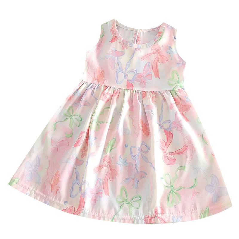 Girls Dress Summer Floral Pattern Children's Sundress Cute Thin Baby Casual Clothes