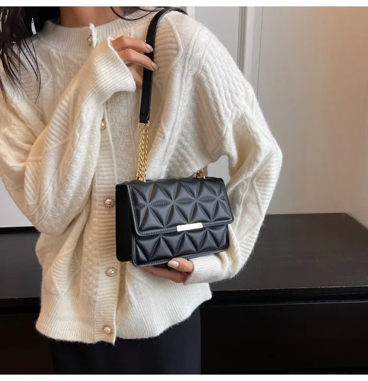 Women Quilted Chain Crossbody Bag Fashion Small Square Shoulder Purse Multi Color Casual Daily Handbag