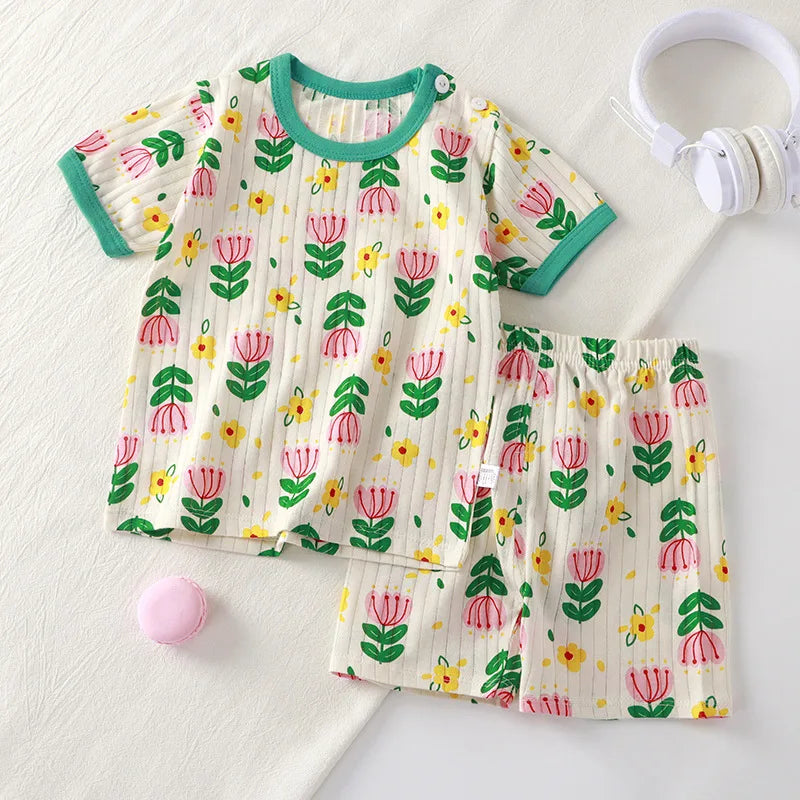 Children's 2-Piece Summer T-Shirt and Shorts Set - Animal Print