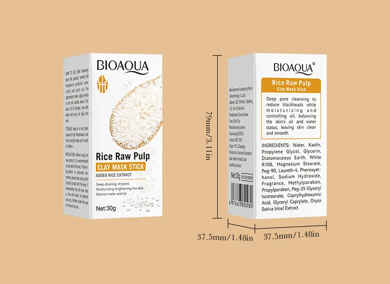 BIOAQUA White Rice Face Mask Moisturizing Stick Mud Blackhead Removal Firming Clay Anti Wrinkle Facial Masks Skin Care Products
