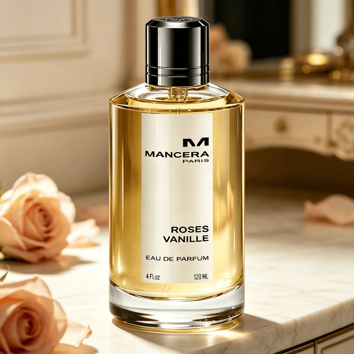 Mancera Roses Vanille Eau De Parfum Spray 120Ml/4Oz, Brand New 100% Genuine, Long-Lasting Sweet Rose Vanilla Gourmand Fragrance, Luxury Paris Unisex Perfume, Elegant Scent Gift for Daily Wear Dating