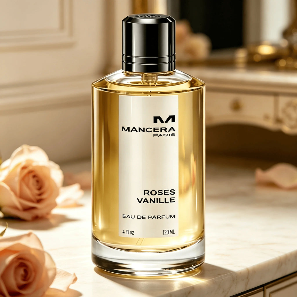 Mancera Roses Vanille Eau De Parfum Spray 120Ml/4Oz, Brand New 100% Genuine, Long-Lasting Sweet Rose Vanilla Gourmand Fragrance, Luxury Paris Unisex Perfume, Elegant Scent Gift for Daily Wear Dating
