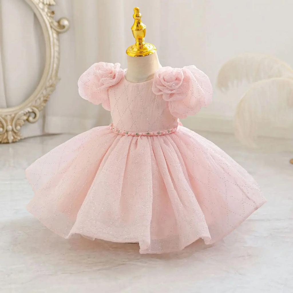 HETISO Flower Girls Princess Dress Beaded Kids Ball Gown for Wedding Child Birthday Party Custom 1-4 Years