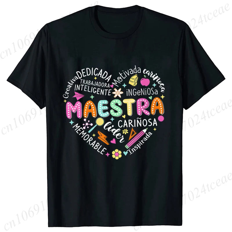 Spanish Maestra Women's T-Shirt Casual Short Sleeve Graphic Tee