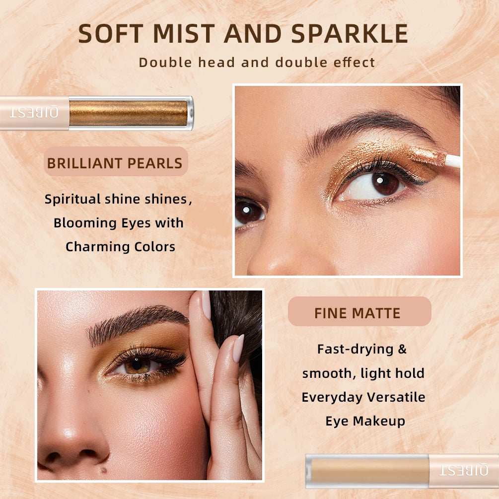 Waterproof 2 In1 Liquid Eyeshadow Set Matte Shining Double Head Eye Shadow Pen 12 colors Gray Brown Gillter Makeup Eye Cosmetic