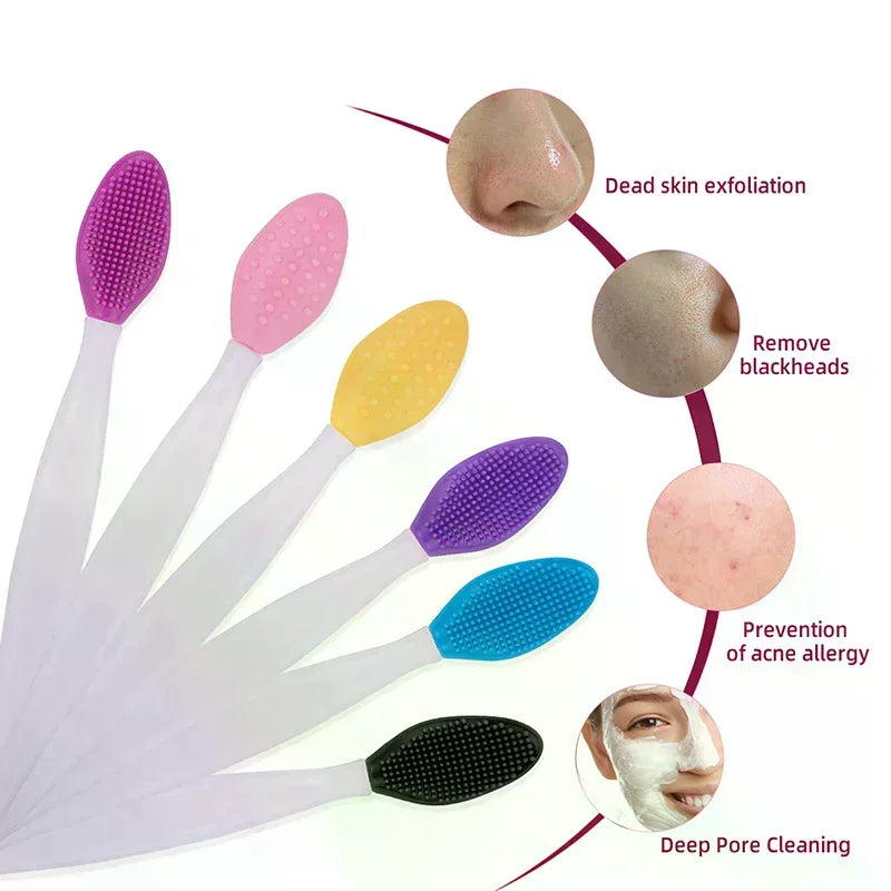 Double-headed Silicone Brush Skin Care Lip Exfoliating Facial Cleansing Face Scrub Nose Clean Brush Lipstick Lip Balm Applicator