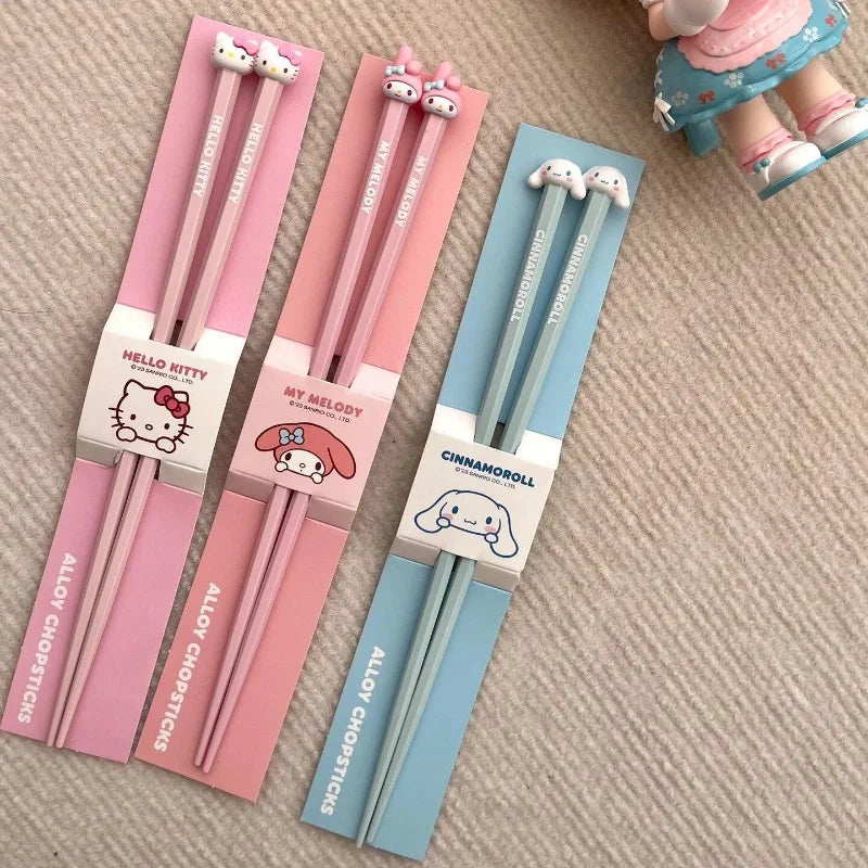 Palillos bonitos de dibujos animados con diseño de animales Kawaii, cubiertos japoneses reutilizables, accesorios de cocina y comedor, regalo para adolescentes al por mayor