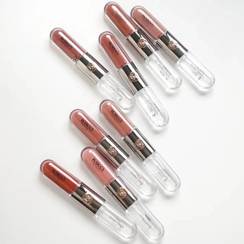 Kiko Double Headed Lipstick Transparent Mirror Non Fading Non Stick Cup Lip Gloss Milk Tea Bean Paste Naked Nature Lip Makeup